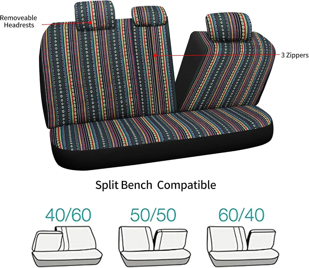 Pariitadin Baja Saddle Blanket Car Seat Covers Full Set with Seat Belt Pads, ...