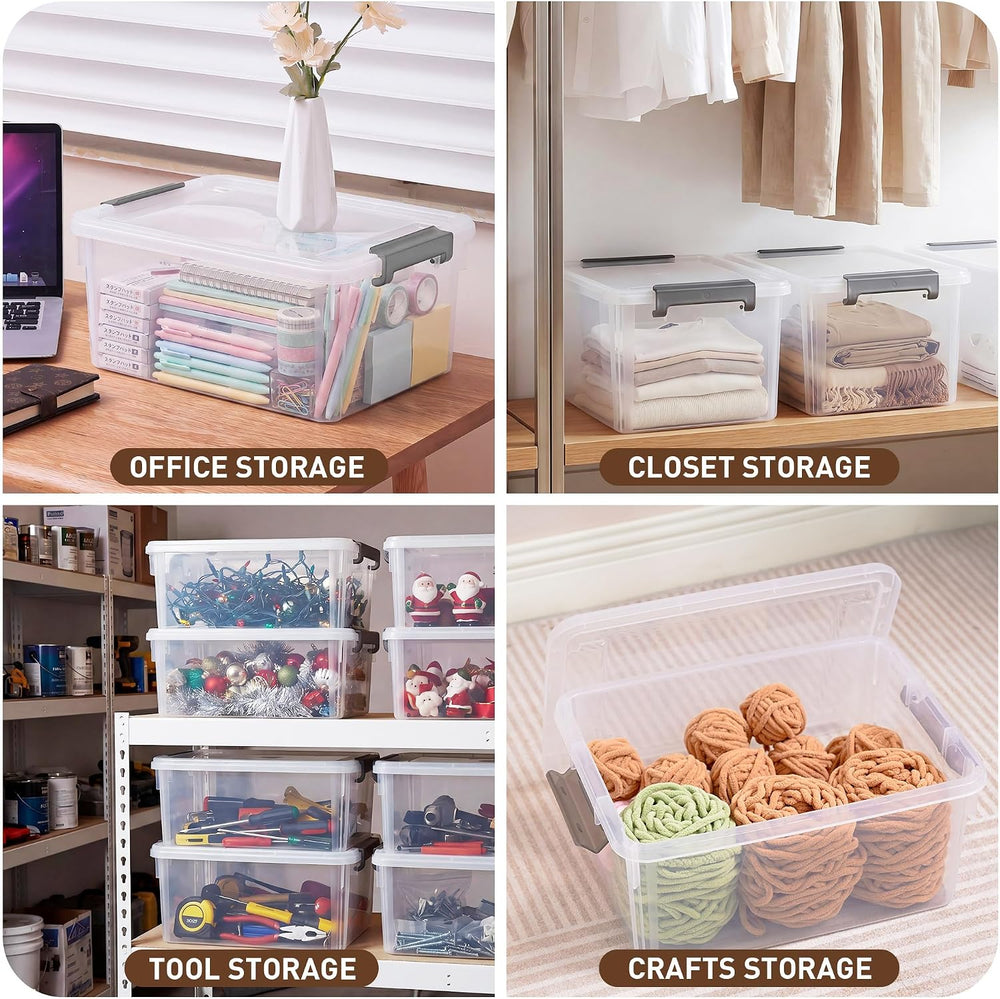 CITYLIFE 6 Packs 17 QT Plastic Storage Bins with Lids Large Stackable Storage...
