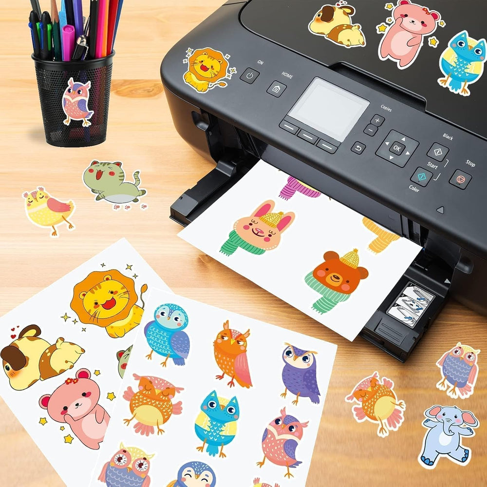 Lzerking Glossy Printable Vinyl Sticker Paper, 100 Sheets Waterproof Decal