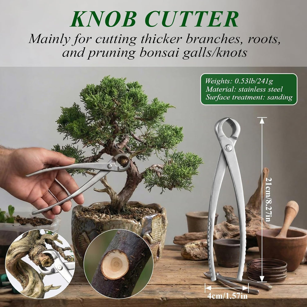 Bonsai Tools Set 3-Piece โ Knob Cutter, Concave Cutter & Scissors for Trim