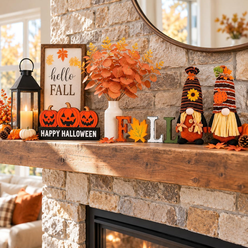 4 Pcs Fall Halloween Decorations for Home Mantel Table Centerpieces