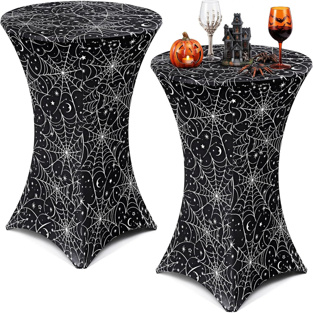 2 Pack Halloween Cocktail Tablecloth, Round High Top Table Covers