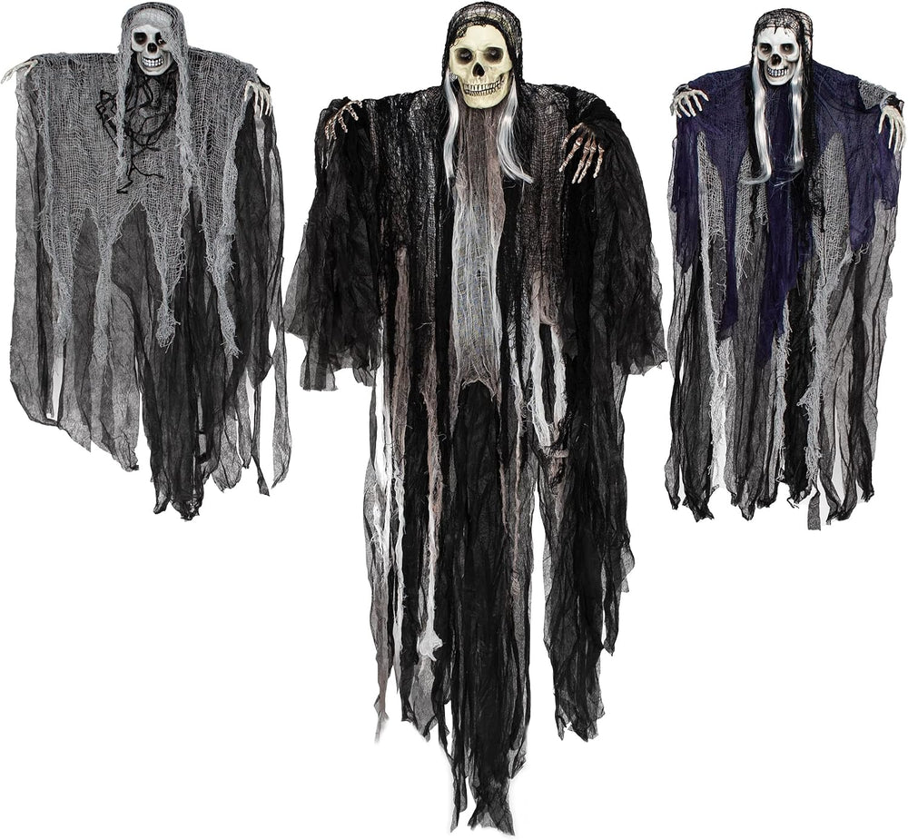 JOYIN 3 Pack Hanging Halloween Skeleton Ghosts Decorations, Grim Reapers for ...