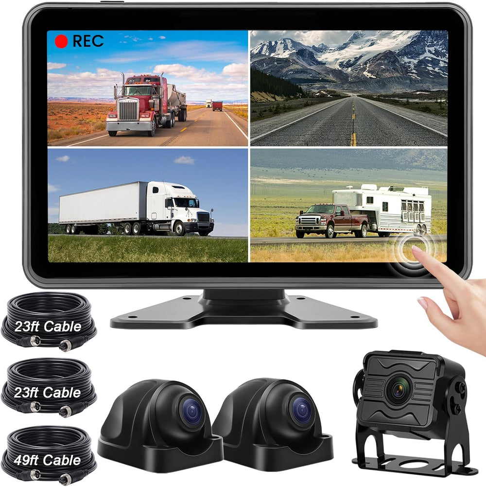 3 Camera Wired Backup Camera System Dash Cam for Truck/RV/Trailer/Bus/Tractor...