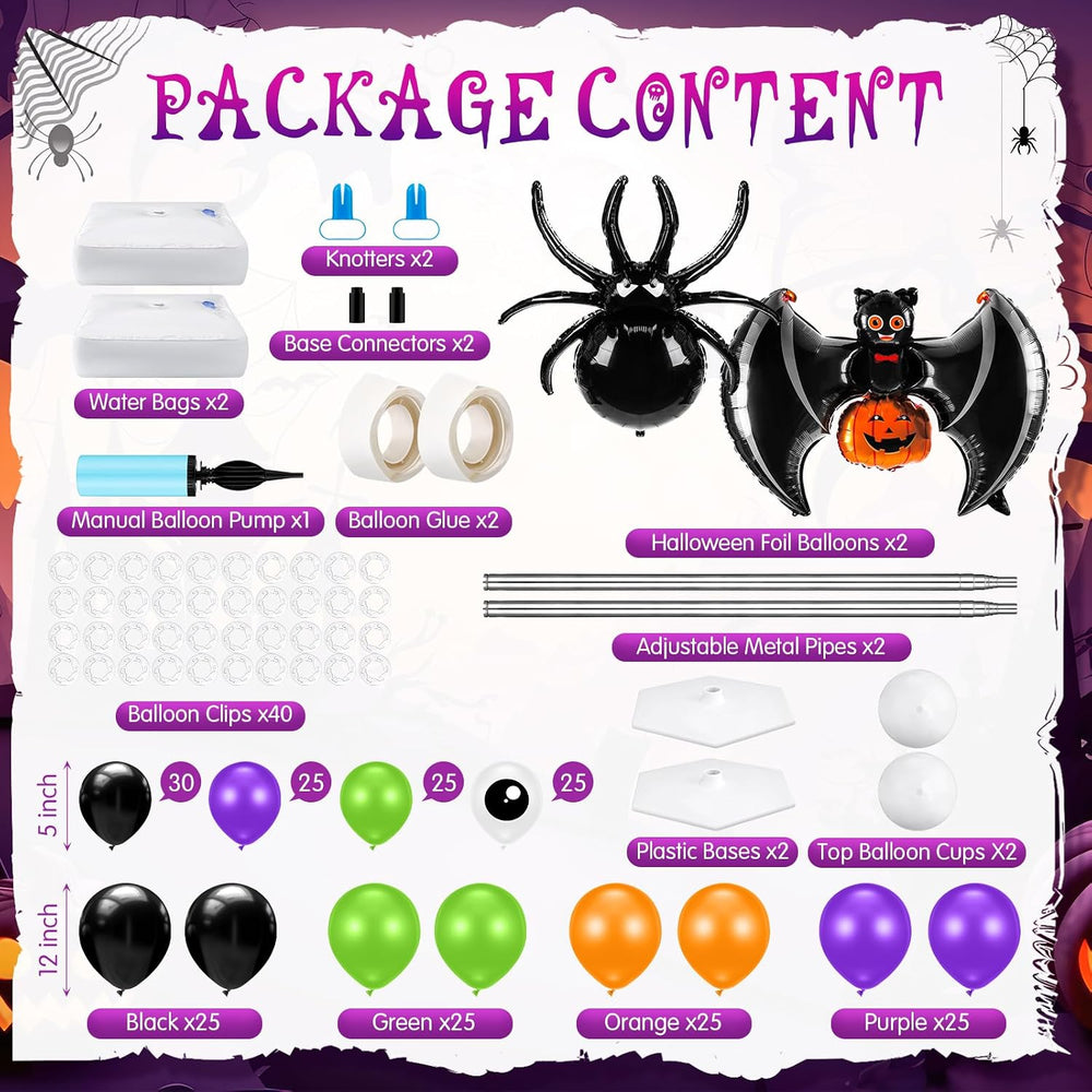 Kasyat 2 Sets Halloween Balloon Column Kit, Bat, Spider