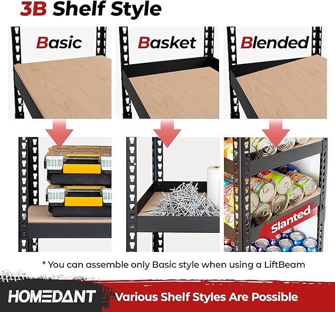 HOMEDANT 5 Tier Laminated Boltless Heavy Duty Garage Storage Adjustable Wide