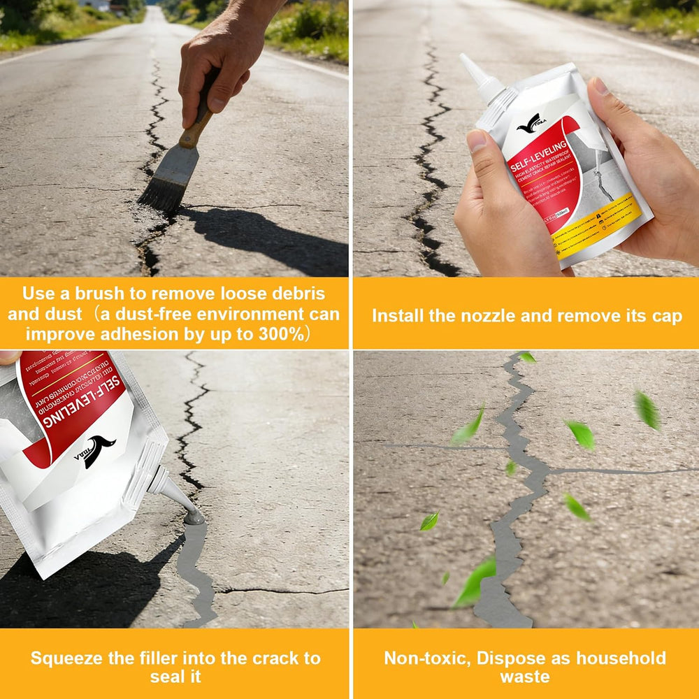 Concrete Crack Filler, 4PC High Elasticity Self-Leveling Sealant - Waterproof...