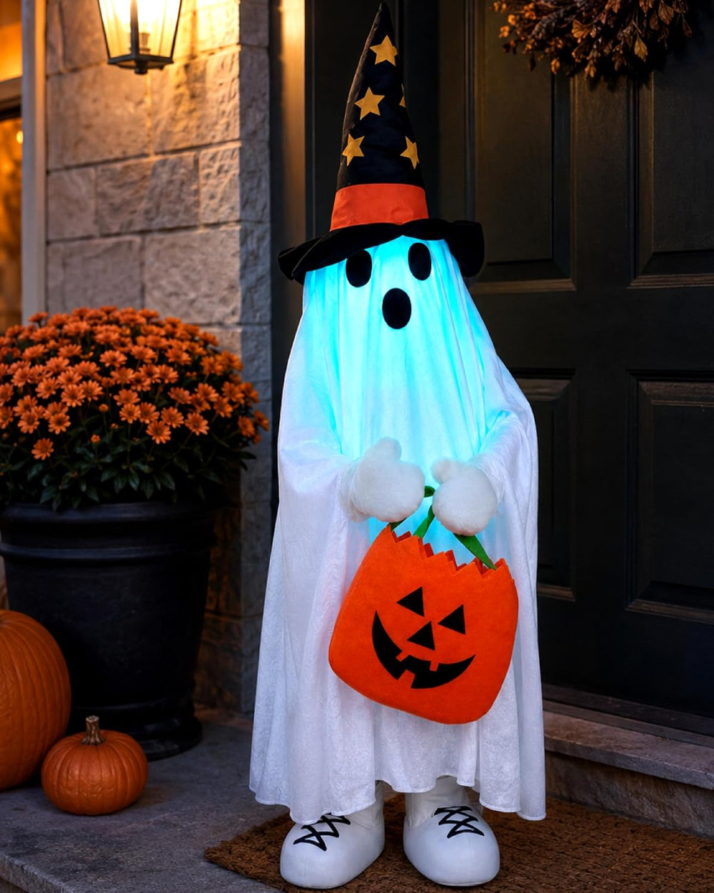 Outdoor Halloween Decorations Light Up Ghost, 37" Porch Decor RGB Lights