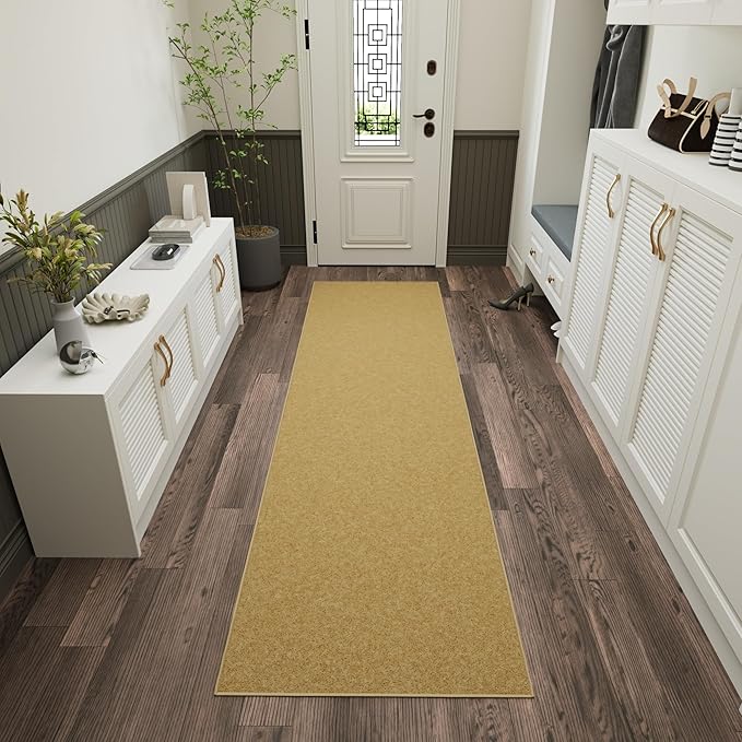 Ottomanson Hallway Runner Rug 2'7" x 9'10" Non Slip Solid A...