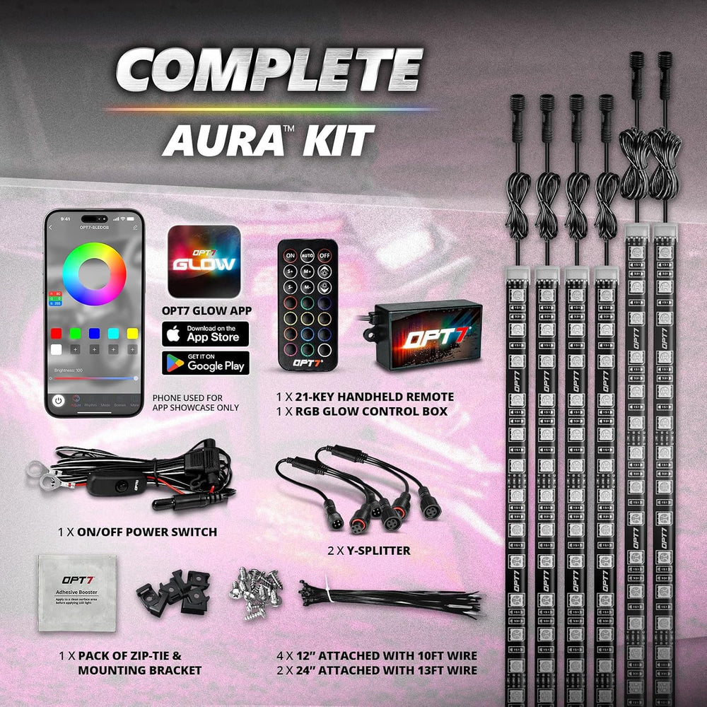 OPT7 Aura RGB LED Light Kit for Motorcycle, ATV, UTV & Snowmobile | App &...