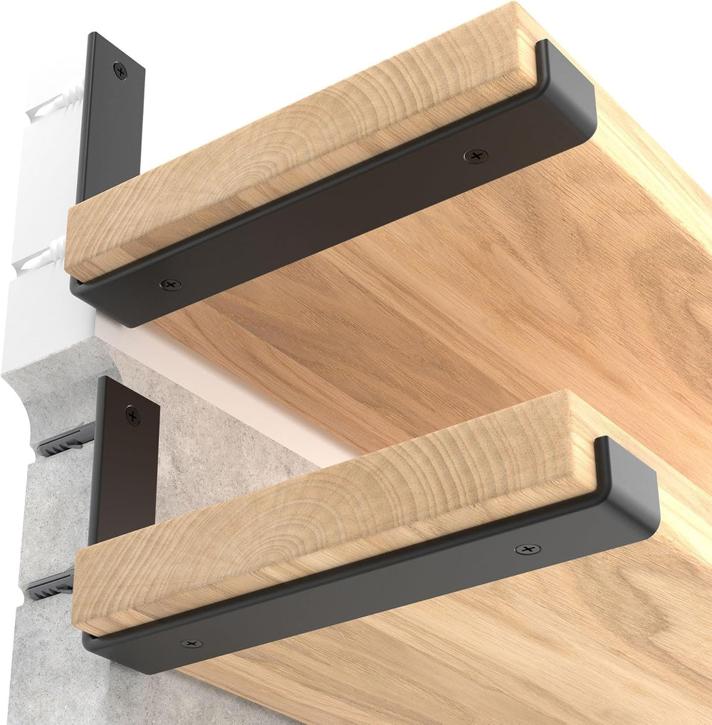 LEOPO 12 inch Shelf Brackets 12-Pack, 1/5" Thick Floating Shelf Bracket