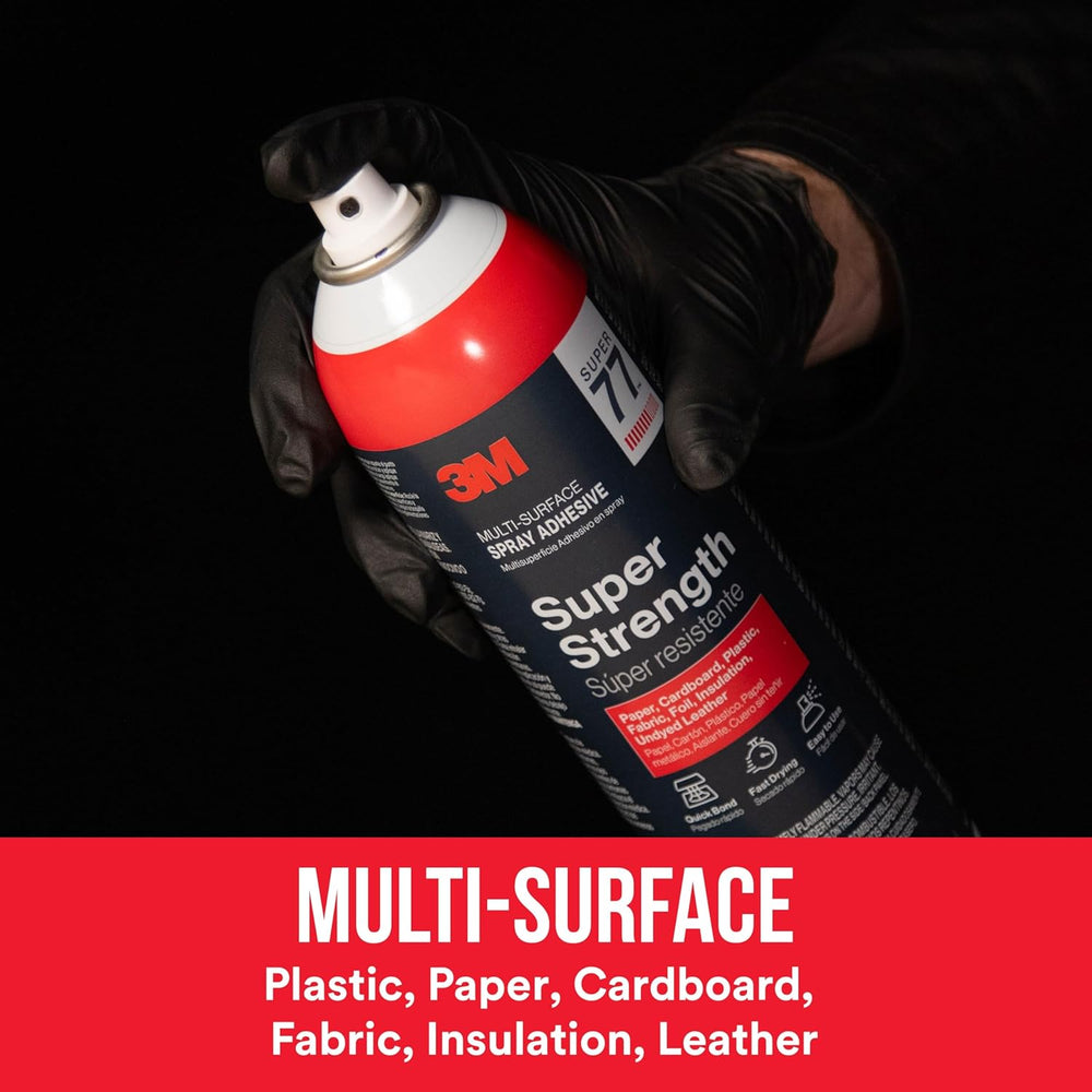 3M Super 77 Multi-Surface Spray Adhesive, 7.35 oz., Low VOC, Quick Bond, Fast...