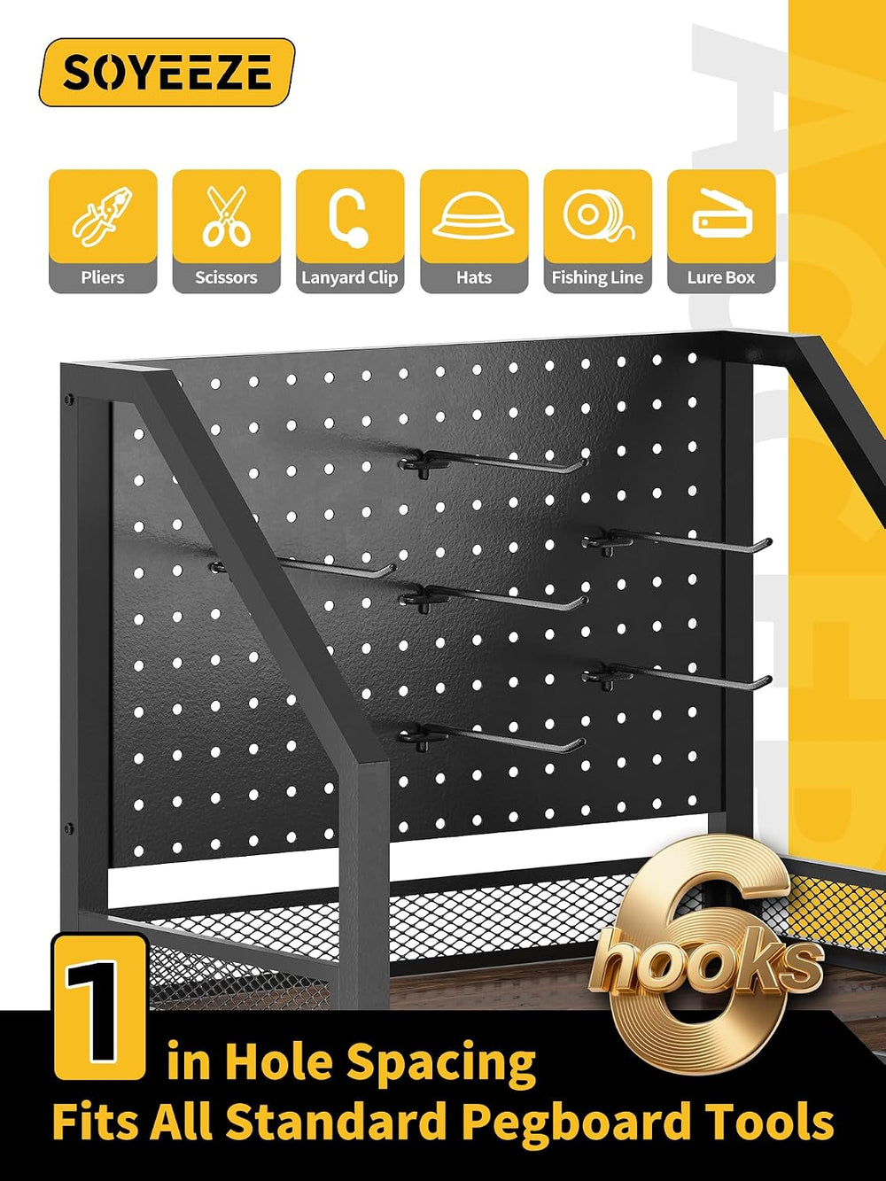 Fishing Rod Holders for Garage, Fishing Pole Holders Up to 12 Rods with Pegbo...