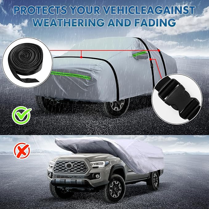 KEYOOG 6-Layer Full Car Cover Is All-Weather Waterproof, Heavy Outdoor Pickup