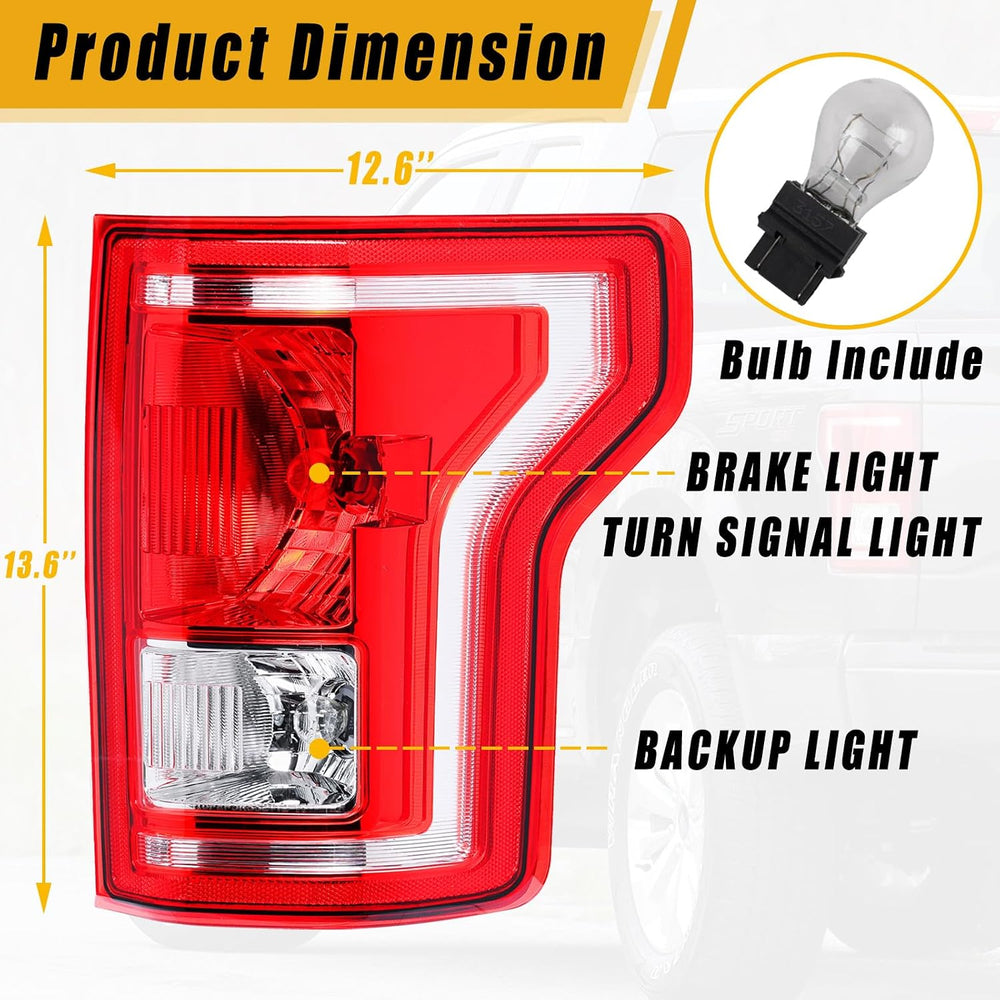 Boine Right Passenger Side Tail Light Compatible With 2015 2016 2017 Ford F15...