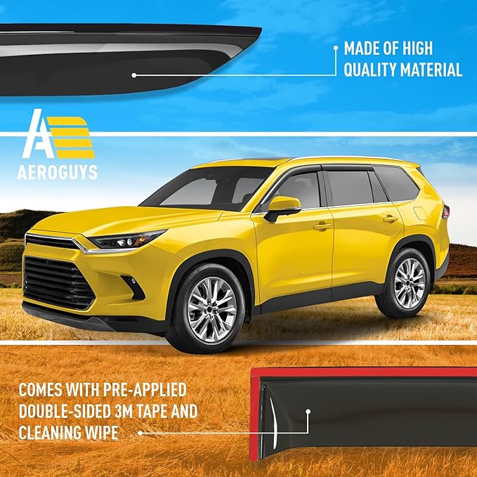 Extra Durable Window Deflectors Tape-On Window Visors Rain Guards Fit (4pcs)