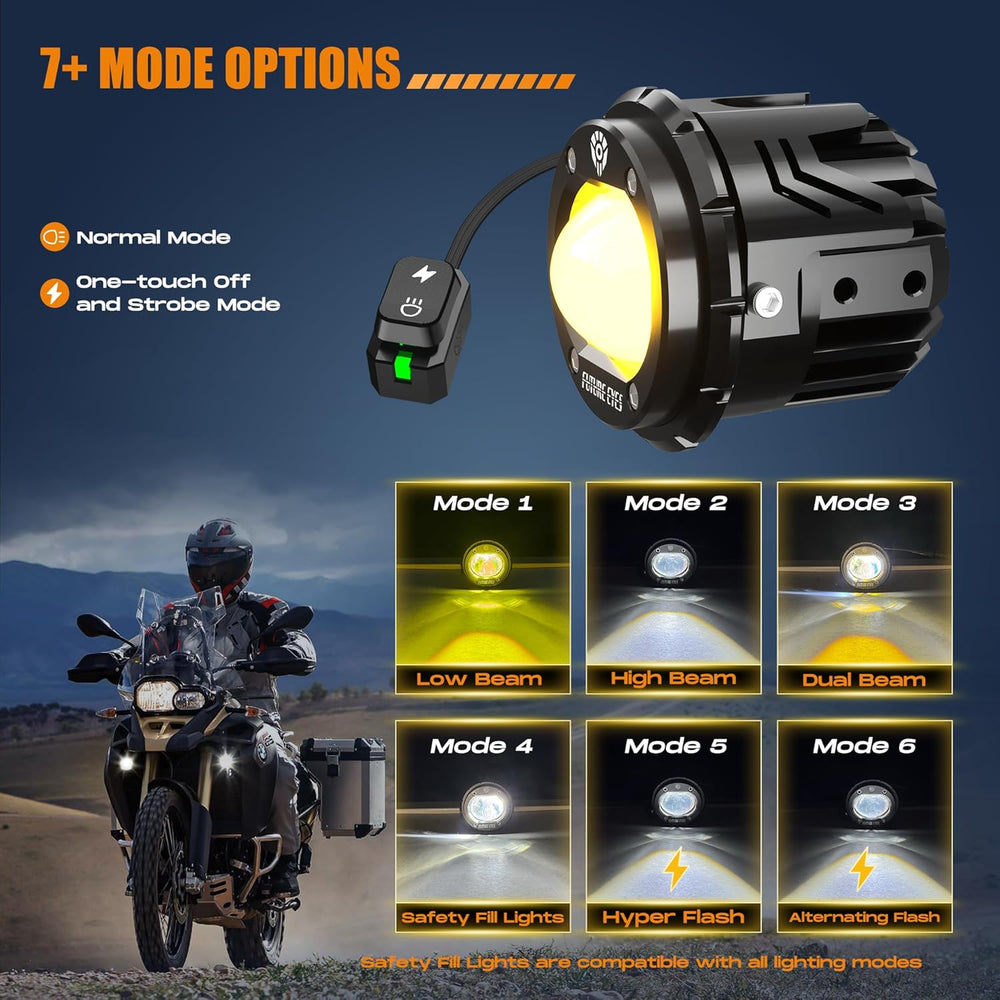Future Eyes Motorcycle LED Fog Lights, 120W Auxiliary Driving Spotlight, High...