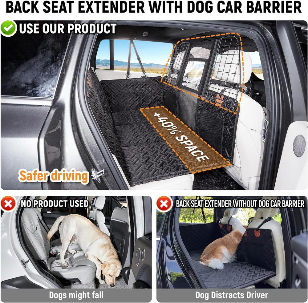 Dog Car Seat Cover for Back Seat,Hard Bottom Seat Extender for Dog,L