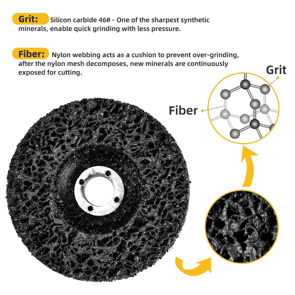 10 Pack 4.5 inch Strip Discs for Angle Grinder, Wire Stripping Wheel Paint Re...