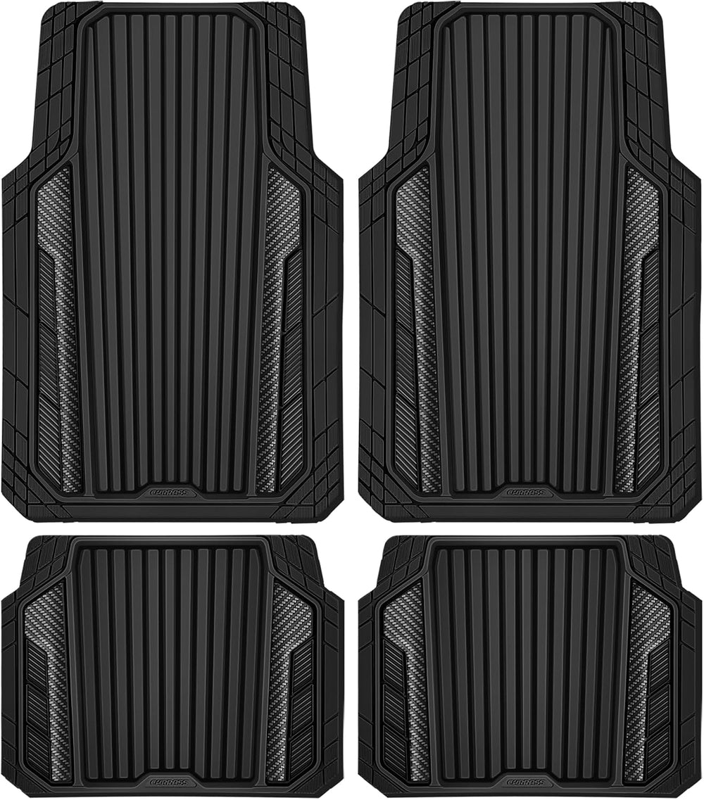 CAR PASS Heavy Duty Rubber Car Mats Metallic, Aluminum Film All Weather Floor...