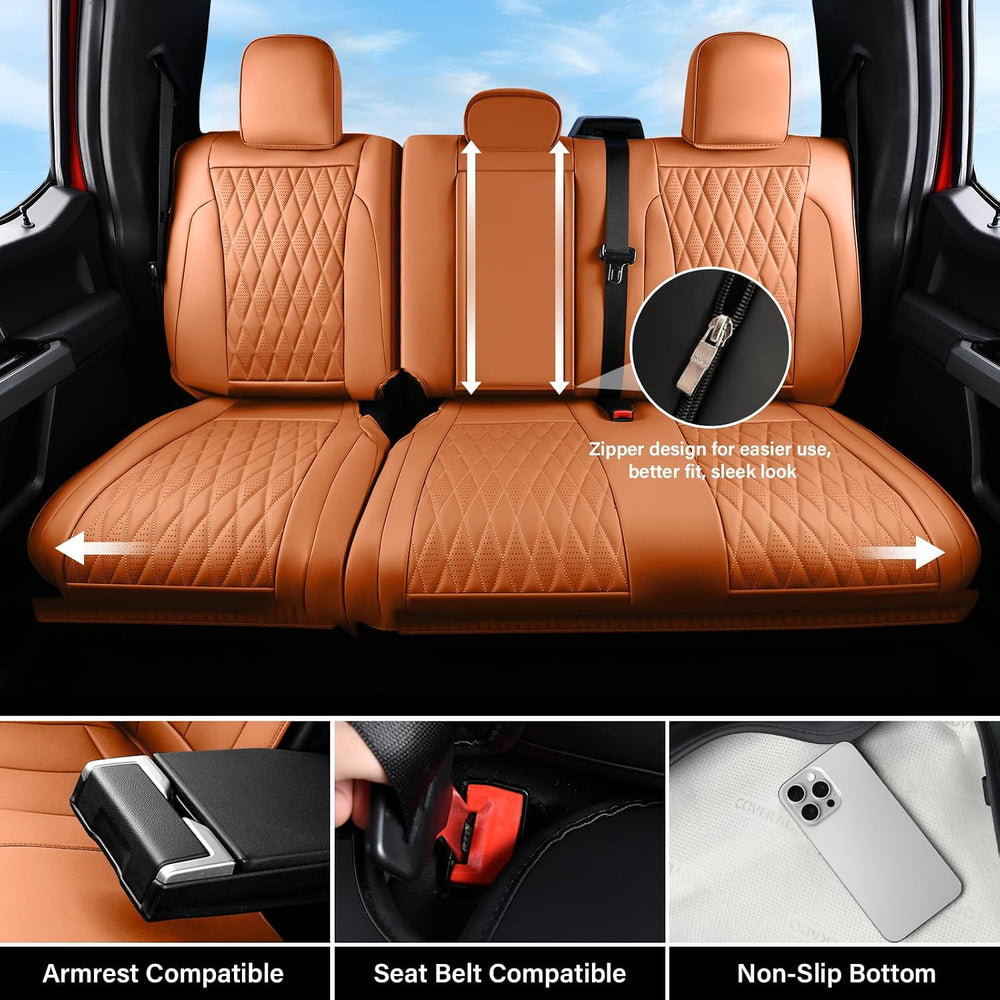 Coverado Premium Leather Full Set Seat Covers Waterproof Heavy-Duty Protector...