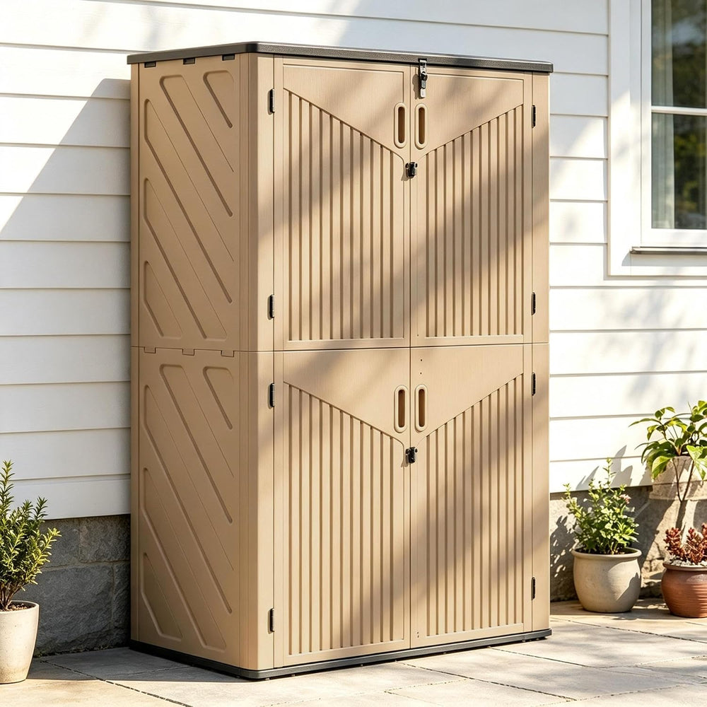 Aoxun Outdoor Storage Shed with Floor, 64 Cu.Ft Outdoor Storage Cabinet