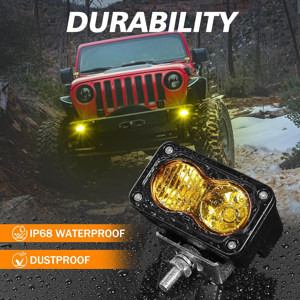 Yellow LED Pods Lights, Rfroad Lighting 3 Inch 40W Ditch Lights Off Road Ligh...