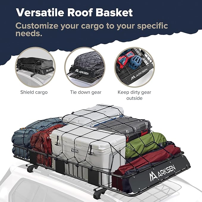 ARKSEN 84 x 50 x 6 Inch Universal Extra Wide 150LB Heavy Duty Roof Rack Cargo