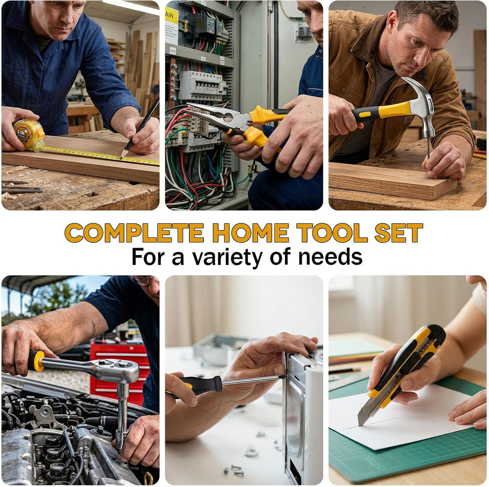Sundpey 267 Pcs Tool Kit Set for Home with 21V Cordless Drill & Drawer Case