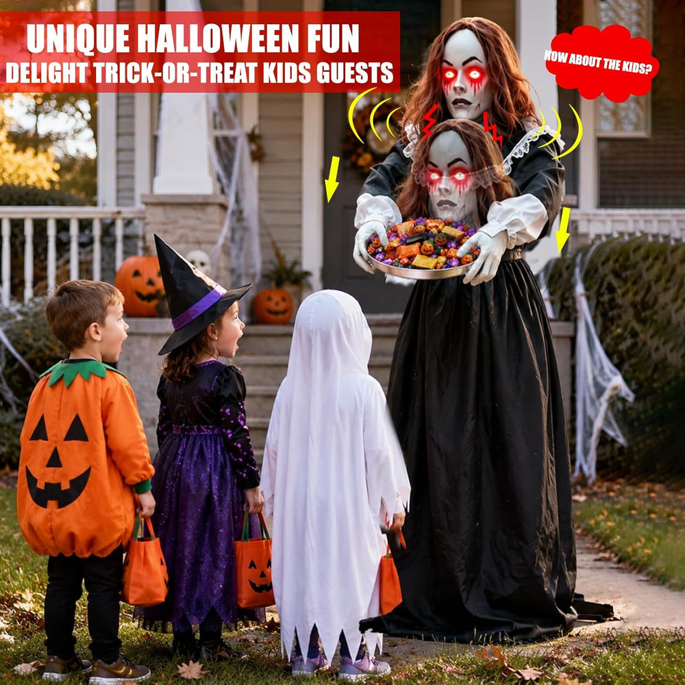 5.3 Ft Scary Halloween Animatronics Decorations Outdoor Life Size Maid