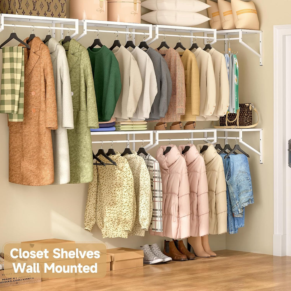 ThreeHio Expandable Closet Shelves Wall Mounted, 3 Pack Closet Shelving with ...