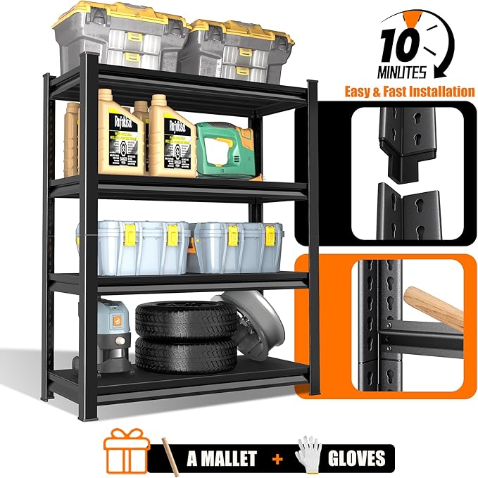 40in Wide Garage Shelving Heavy Duty,2000lbs Large Loads Adjustable Garage