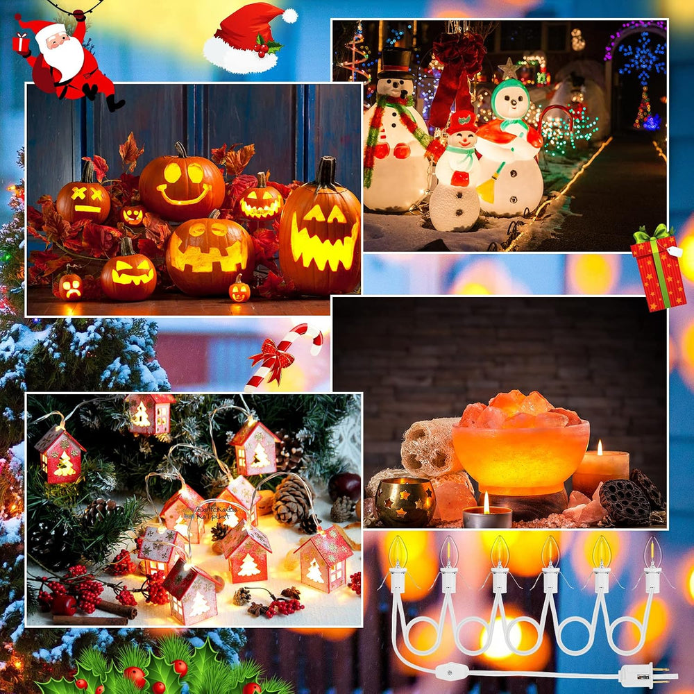 2Pack Accessory Cord with 12 LED Light Bulbs Christmas Village String Light 1...