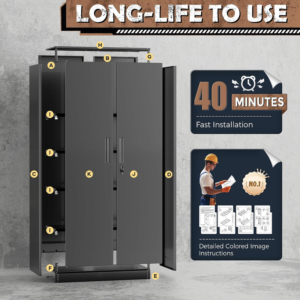 INTERGREAT Metal Storage Cabinet, 72โ H Storage Cabinet with 2 Doors and 4 Ad...