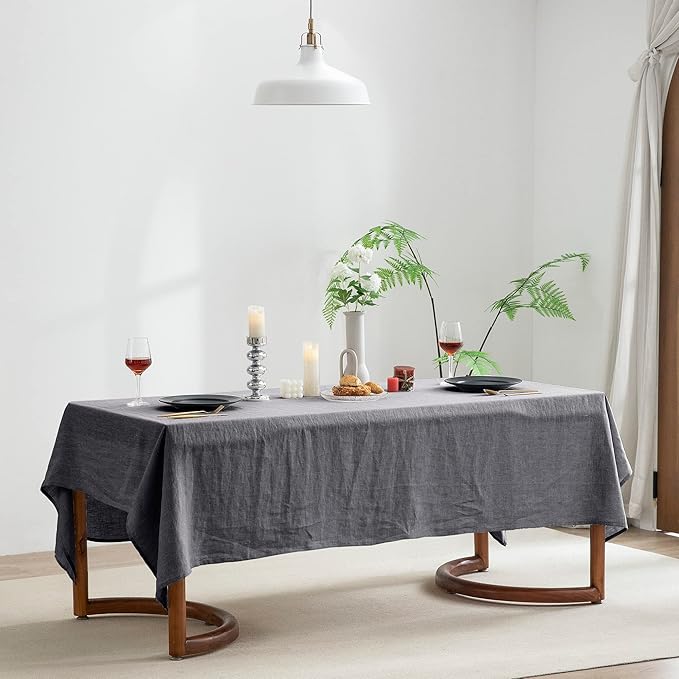 EVERLY 100% Pure Linen Rectangle Tablecloths 60x108Inches for Dining,Buffet P...