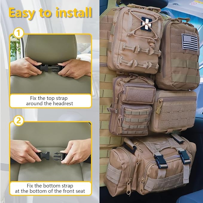 Universal Tactical Seat Back Organizer Vehicle Molle Panel Organizer Storage