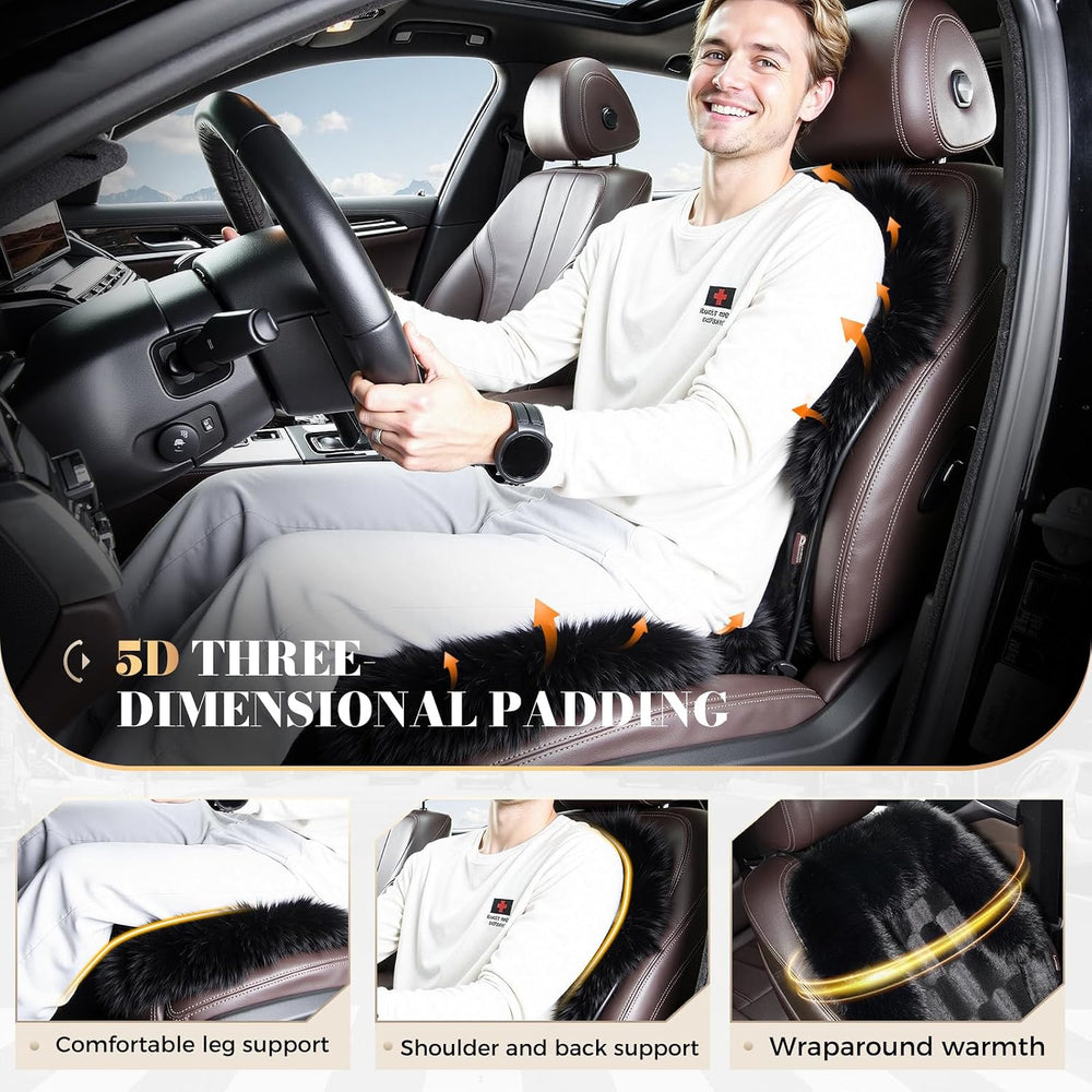 Coverado Fluffy Fur Car Seat Covers, Luxury Thickened Plush Car Seat Cushion ...
