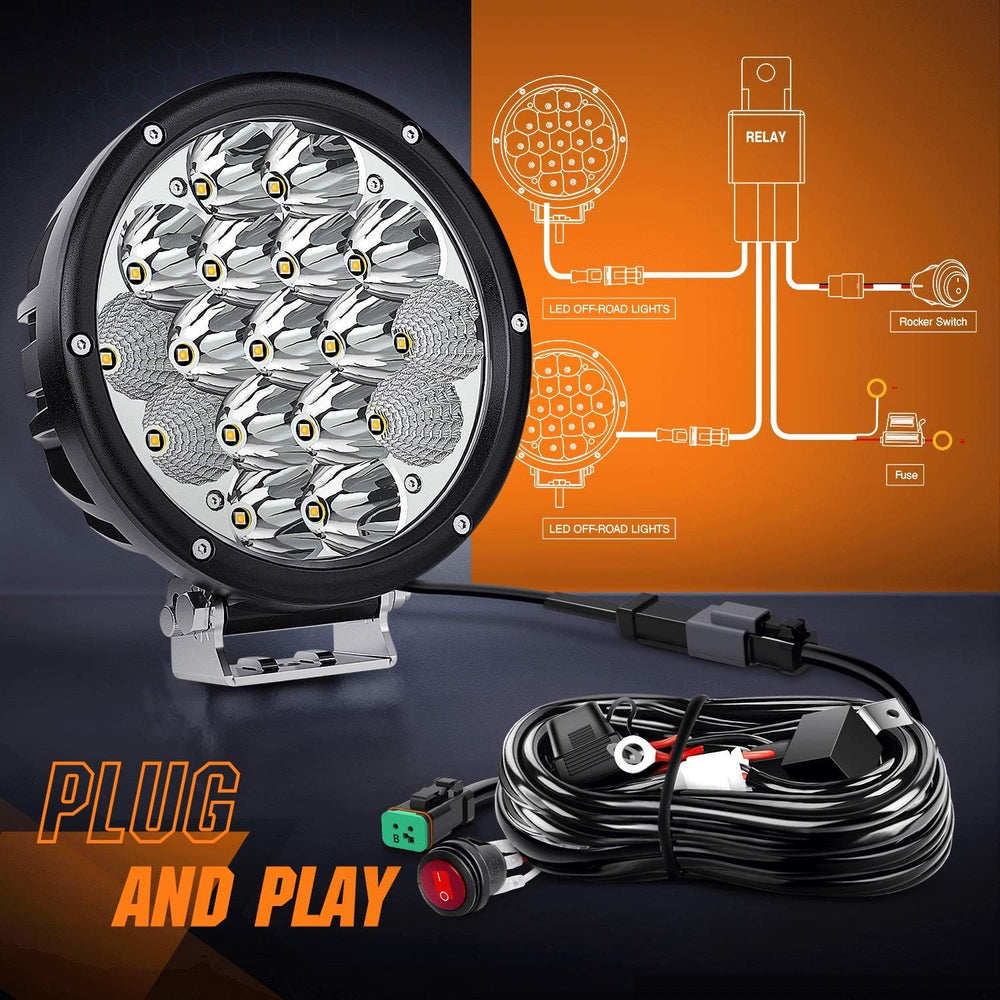Nilight Pro Series 2PCS 7 Inch Round LED Driving Offroad Light 85W 10200LM