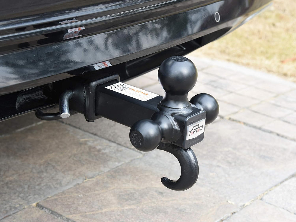 TOPTOW 64181 Trailer Receiver Hitch Tri Ball Mount with Hook Black Balls Fits...