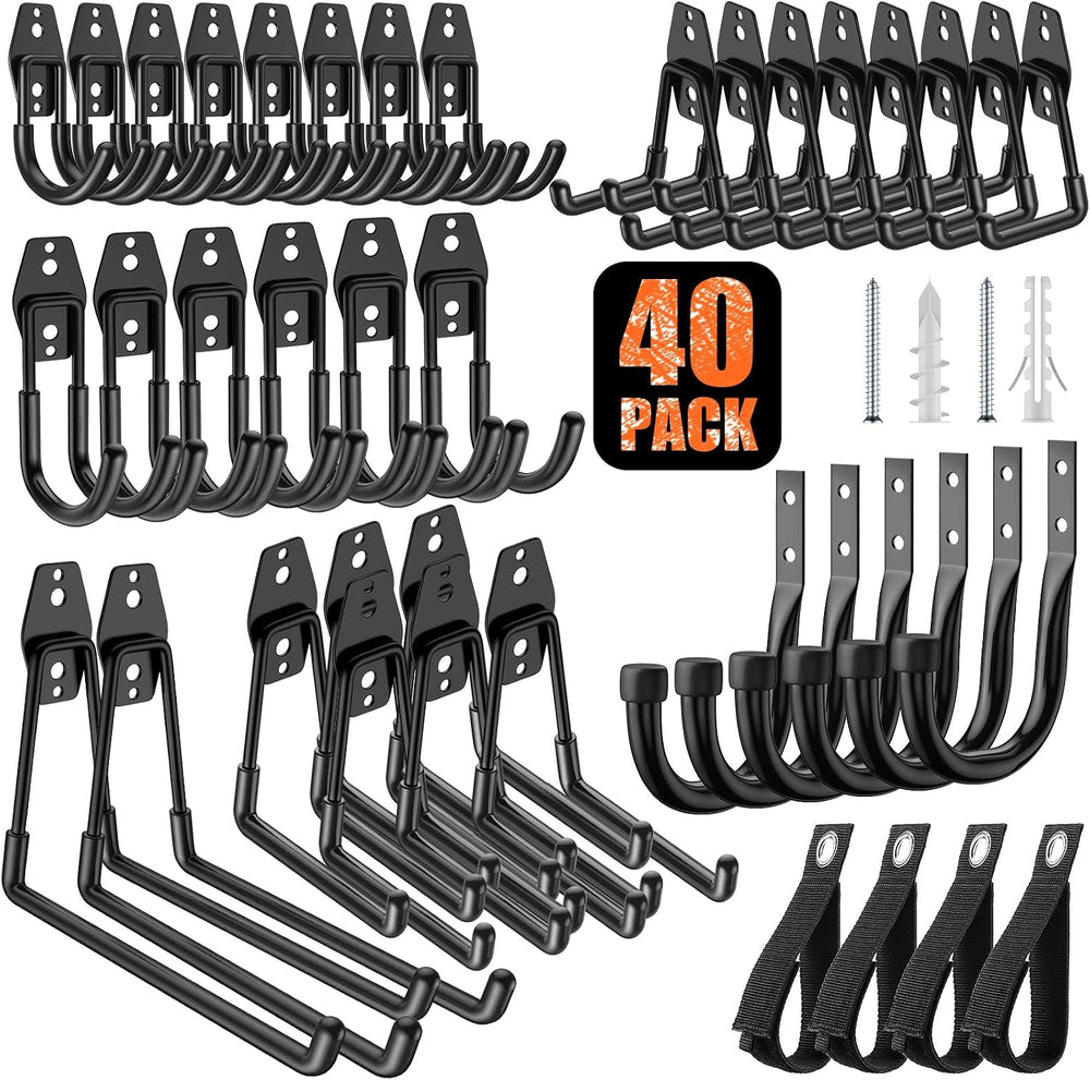 40-Pack Garage Hooks for Storage & Hanging Items, Save Space