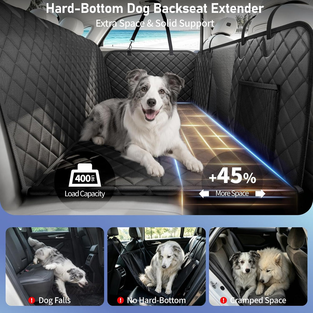 Dog Car Seat Cover for Back Seat, Hard Bottom Dog Hammock,60in,Black