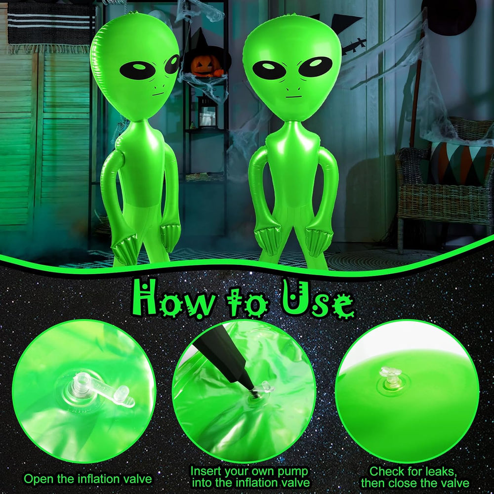 6 Pack 63 Inch Giant Inflatable Alien 31.5 Inch Jumbo Blow Up Alien Green Inf...