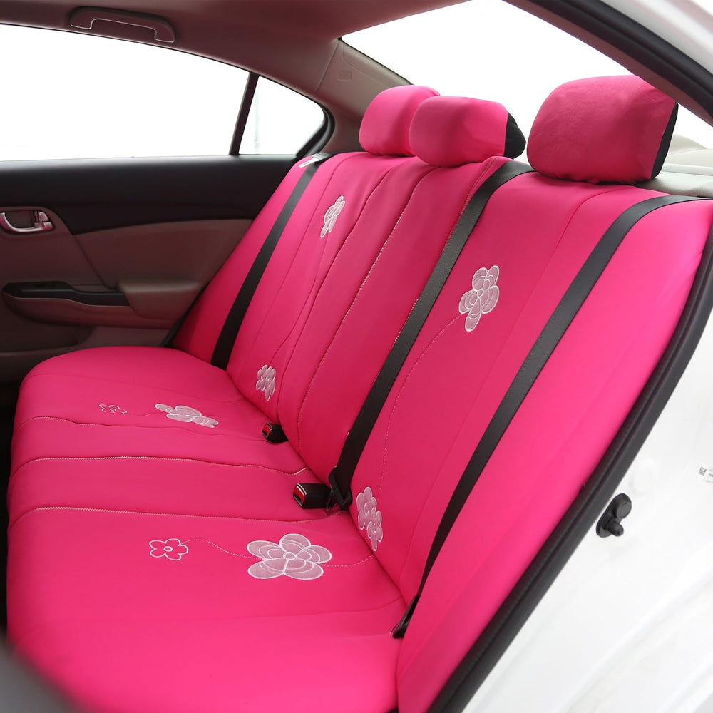 FH Group Car Seat Covers Floral Full Set Pink Automotive Seat Covers, Airbag ...