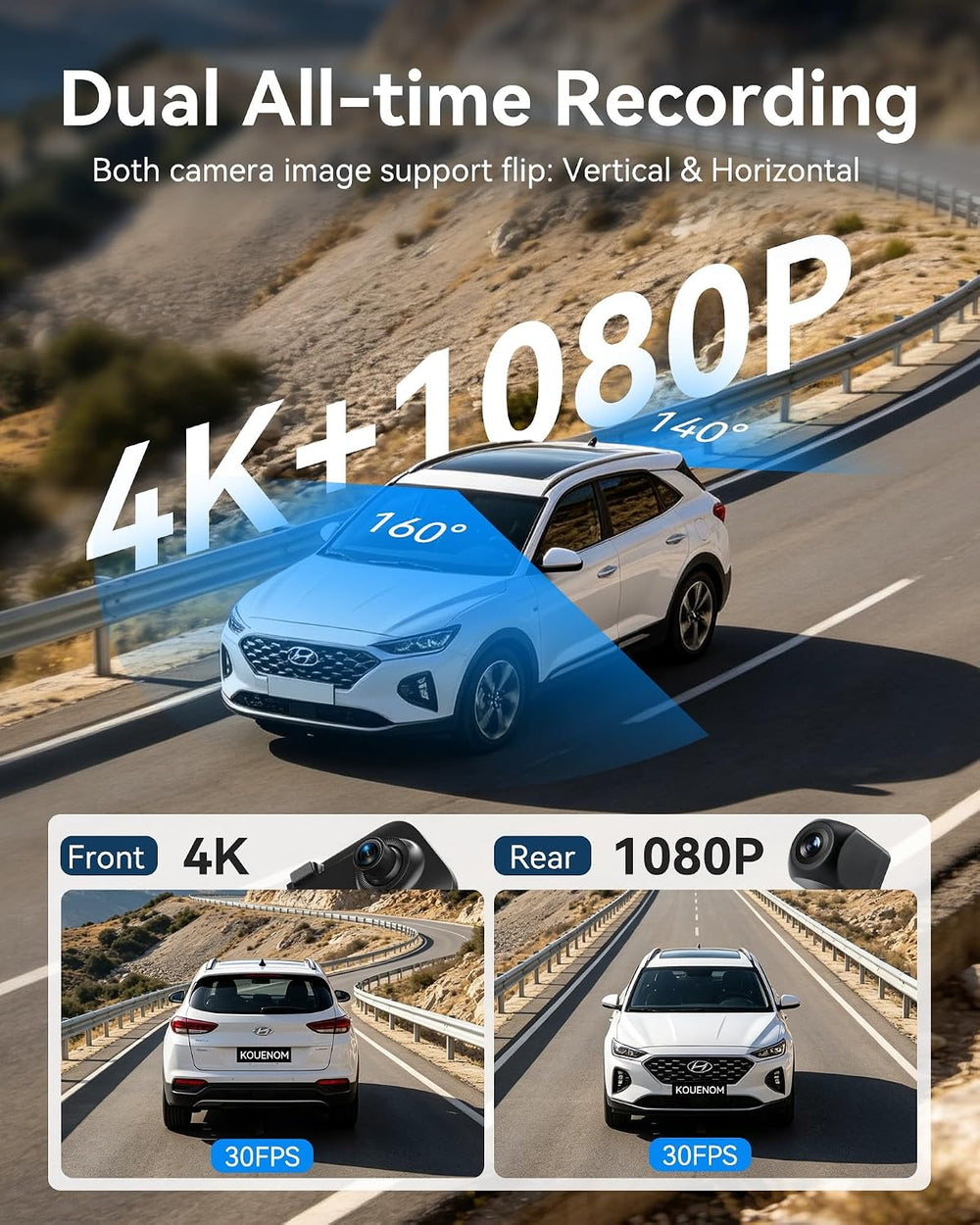4K 13’’ Rear View Mirror Camera with Wireless Carplay&Android Auto