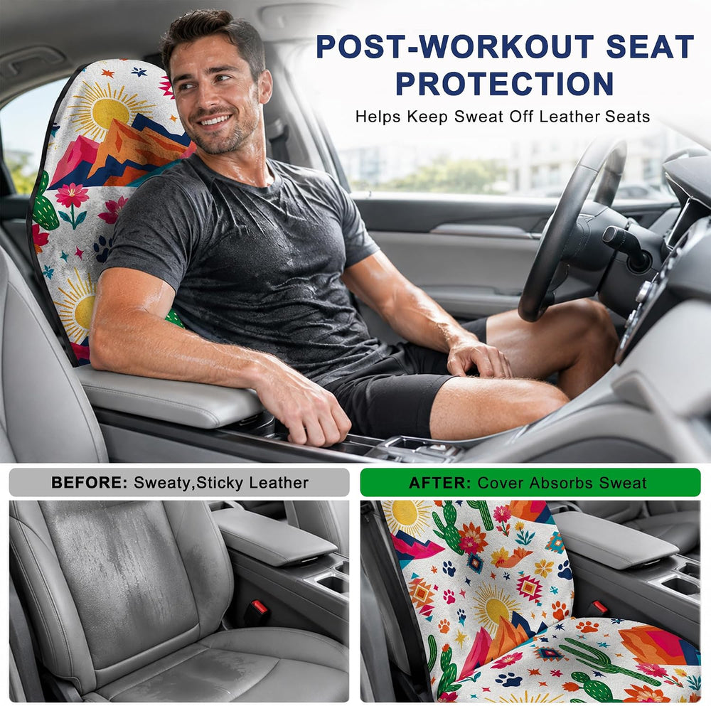 Car Seat Towel Cover 2 Pack for Front Seats, Sweat Absorbent Car Seat Protect...