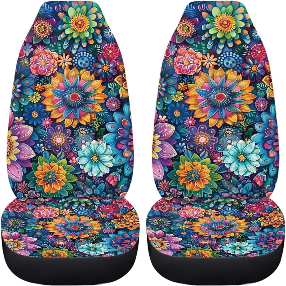 Car Seat Covers Universal Fit Most Vehicles Boho Floral Blossoms 2 Packs Auto...