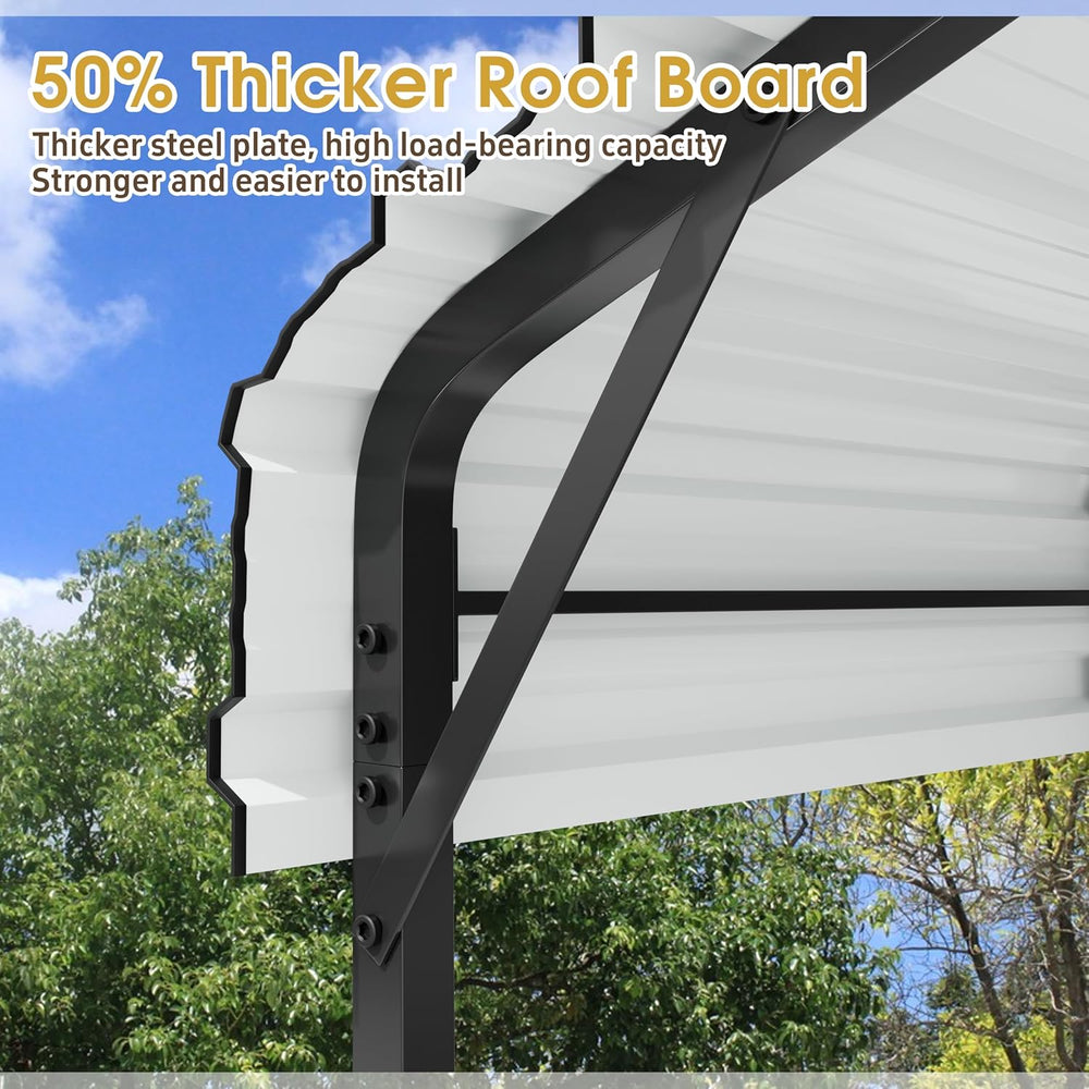 JAMFLY Carport, Heavy Duty Carport Canopy with Galvanized Steel Roof and Fram...