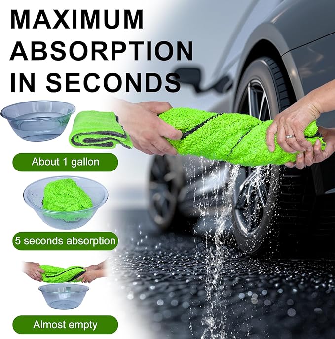 2 Pack XL Car Drying Towel – 1300GSM Ultra Absorbent Microfiber, Twisted Loop