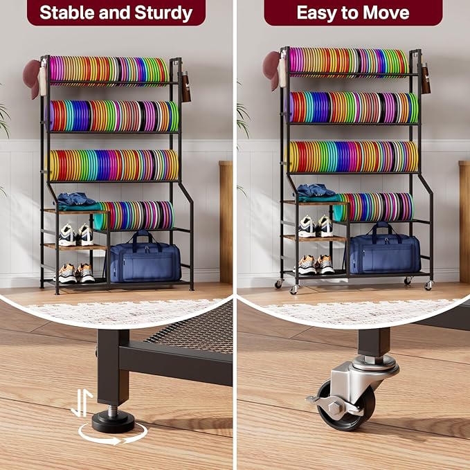 Portin 5 Tier Disc Golf Storage Rack, Disc Station Organizer