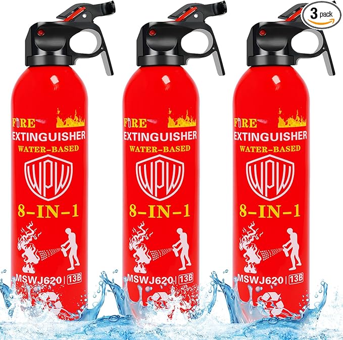 WPW 620ml Large Upgraded 8-in-1 Fire Extinguisher (3 Pack)
